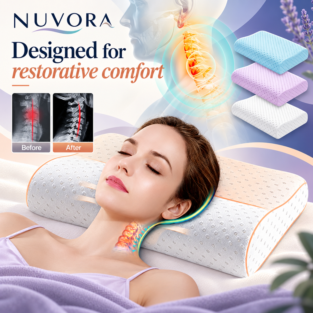 Nuvora Contour Pillow – Slow Rebound Memory Foam Neck Support